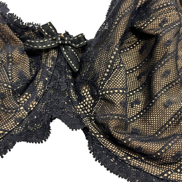 Chantelle Black Lace Underwire Bra #Size 40DD 105E Elegant Design & Comfortable - Picture 5 of 5